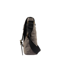 Vertical Waxed Canvas Leather Mens Gray Side Bag Messenger Bags Blue Waxed Canvas Courier Bag for Men - iwalletsmen