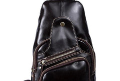 Leather Cool Chest Bag Sling Bag Sling Crossbody Bag Sling Travel Bag Hiking Bag For Mens - iwalletsmen