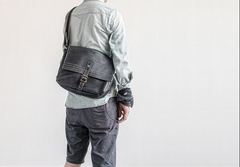 Genuine Leather Mens Cool Messenger Bag iPad Bag Chest Bag Bike Bag Cycling Bag for men