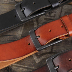 Genuine Leather Punk Rock Biker Trucker Mens Belt Men Black Coffee Belt for Men