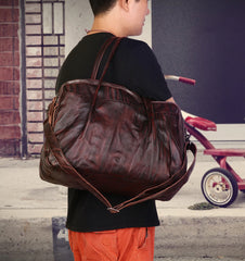 Fashion Vintage Leather Men's Travel Bag Weekender Bag Shoulder Bag For Men - iwalletsmen