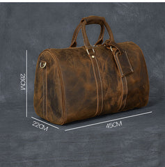 Retro Brown Leather Men's Business Overnight Bag Large Travel Bag Duffel Bag Weekender Bag For Men - iwalletsmen