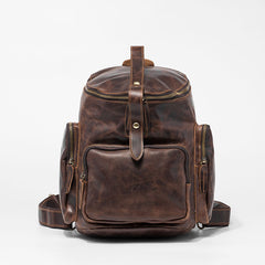 Blue Cool Mens Leather Hiking Backpack Travel Backpack Leather Backpack for Men - iwalletsmen