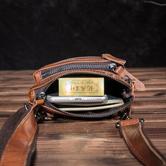 Brown Leather Men's Belt Pouch Small Shoulder Bag Side Bag Waist Bag Belt Bag For Men - iwalletsmen