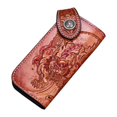 Handmade Leather Kylin Mens Chain Biker Wallet Cool Leather Wallet With Chain Wallets for Men
