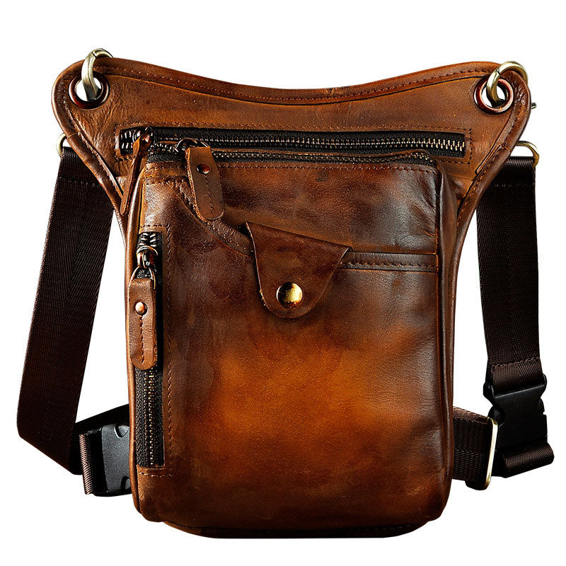 Cool Leather Biker Drop Leg Bag Mens Belt Pouch Waist Bag Shoulder Bag for Men - iwalletsmen