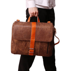 Cool Brown Leather Men's Messenger Bag Handbag Backpack Briefcase For Men - iwalletsmen