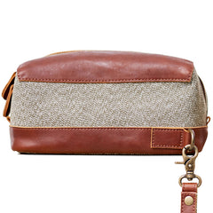 Large Canvas Leather Mens Clutch Bag Zipper Wristlet Bag Purse for Men - iwalletsmen