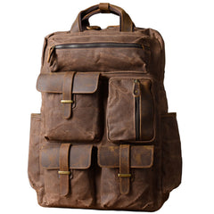 Oil Wax Canvas Mens Cool Backpack Sling Bag Large Sport Bag Travel Bag Hiking Bag for men