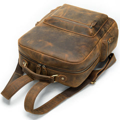 Cool Vintage Leather Mens 14inch Laptop Backpack Backpacks School Backpack Work Backpack for Men - iwalletsmen