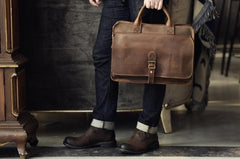 Genuine Leather Mens Cool Messenger Bag Briefcase Work Bag Business Bag for men