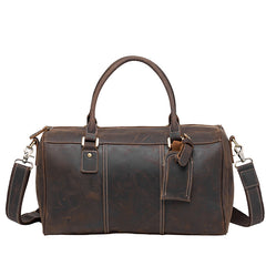 Cool Coffee Leather Mens Weekender Bags Vintage Travel Bags Duffle Bag for Men - iwalletsmen