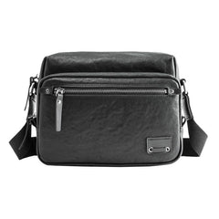 Black Cool Leather Mens 10 inches Courier Bag Postman Bag Black Messenger Bags Side Bag for Men - iwalletsmen