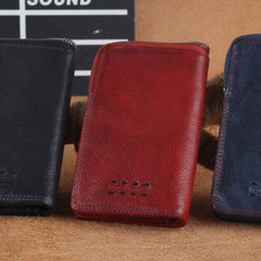 Handmade Genuine Leather Mens Cool Slim Leather Wallet Men Small Wallets Bifold for Men