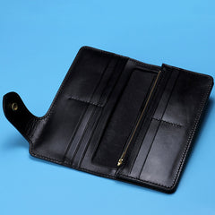 Handmade Leather Quan yin Buddha Mens Chain Biker Wallet Cool Leather Wallet With Chain Wallets for Men