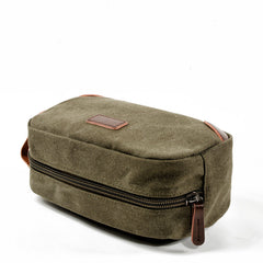 Waxed Canvas Leather Mens Women's Cosmetic Bag Clutch Bag Handbag Storage Bag Wash Bag For Men - iwalletsmen