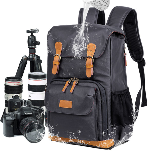 Blue LARGE CANVAS WATERPROOF MENS DSLR CAMERA BAG CANON CAMERA BACKPACK NIKON CAMERA BAG FOR Women - iwalletsmen