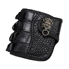 Handmade Leather Small Tooled Mens billfold Wallet Cool Chain Wallet Biker Wallet for Men