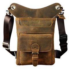 Cool Biker Leather Drop Leg Bag Mens Belt Pouch Waist Bag Shoulder Bag for Men - iwalletsmen