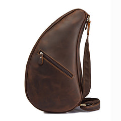 Cool Vintage Brown Leather Chest Bag Sling Bag Sling Crossbody Bag For Men - iwalletsmen