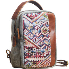 Folk Canvas Leather Mens Sling Bag Chest Bag One Shoulder Pack for men - iwalletsmen