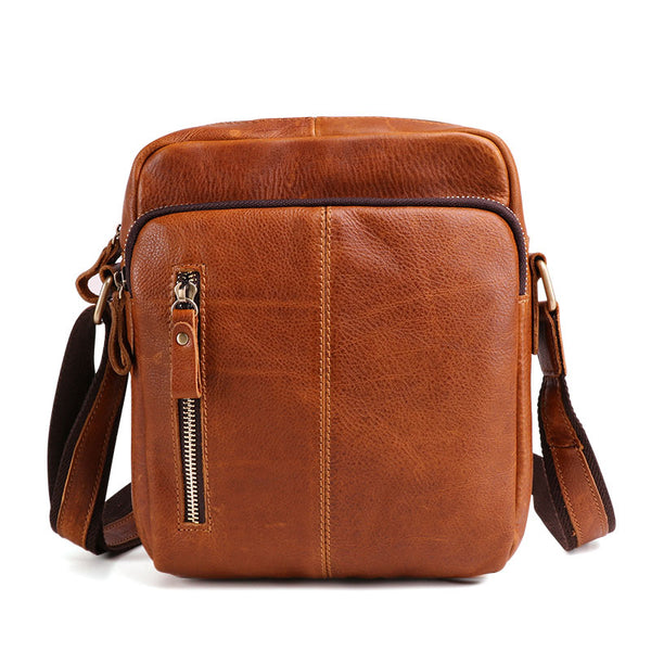 Cool Brown Leather Mini Messenger Bags Small Tablet Messenger Bag Side Bag For Men - iwalletsmen