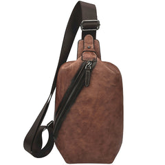 Vintage Brown LEATHER MENS One Shoulder Backpack Fashion Chest Bag Retro Brown Sling Bag For Men - iwalletsmen
