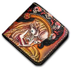 Handmade Leather Mah¨¡k¨¡la Tooled Mens billfold Wallet Cool Leather Wallet Slim Wallet for Men