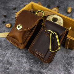 Brown Leather Cigarette Bag Holster Waist Pouches Dark Brown Belt Pouch Belt Bag For Men - iwalletsmen