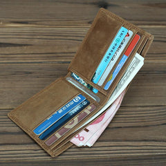 Cool Brown Crocodile Pattern Leather Bifold Small Wallet Leather Mens Brown Billfold Small Wallet Front Pocket Wallet For Men - iwalletsmen