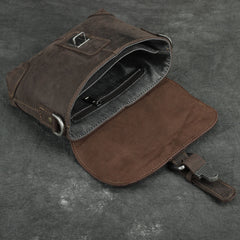 Cool Brown Leather Men's 8 inches Postman Bag Camel Belt Bag Courier Messenger Bag For Men - iwalletsmen
