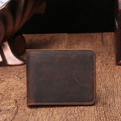 Simple Vintage Mens Leather Small Wallet Bifold billfold Wallet for Men - iwalletsmen