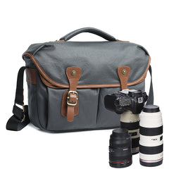 Canvas Leather Mens 14'' Waterproof Army Green CANON CAMERA Khaki Messenger Bag NIKON CAMERA Side BAG DSLR CAMERA BAG - iwalletsmen