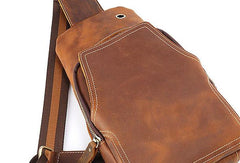 Cool Leather Chest Bag Sling Bag Sling Crossbody Bag Sling Travel Bag Sling Hiking Bag For Men - iwalletsmen