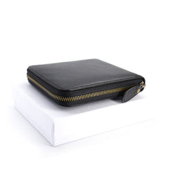 Leather Mens Black Zipper Small Wallet Front Pocket Wallet Small Wallet for Men - iwalletsmen