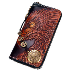 Handmade Leather Eagle Mens Chain Biker Wallet Cool Leather Wallet With Chain Wallets for Men