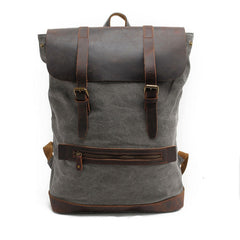 Cool Canvas Leather Mens School Backpack Laptop Backpack Canvas Travel Backpack Canvas for Men - iwalletsmen