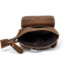 Casual Brown Leather Mini Messenger Bag Men's Belt Pouch Belt Bag Waist Pouch For Men - iwalletsmen