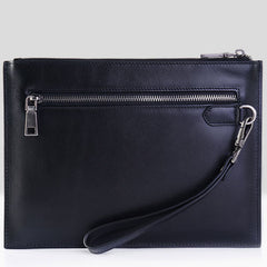 Handmade Leather Mens Clutch Cool Slim Wallet Zipper Clutch Wristlet Wallet for Men