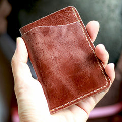Handmade Dark Brown Leather Mens Card Holder Tan Card Holder Small Card Case For Men - iwalletsmen