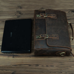 Vintage Brown Leather Mens 15 inches Laptop Work Bag Handbag Briefcase Shoulder Bags Business Bags For Men - iwalletsmen