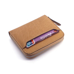 Leather Mens Zipper Front Pocket Wallet Card Wallet Slim Small Change Wallet for Men - iwalletsmen