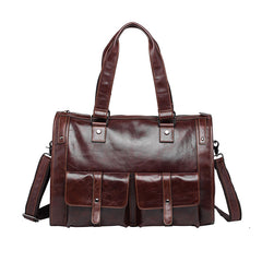 Cool Leather Mens Travel Bag Overnight Bag Work Handbag Business Bag for Men - iwalletsmen