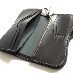 Handmade Leather Biker Wallet Mens Cool Chain Wallet Trucker Wallet with Chain