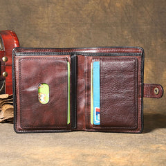 Pleated Leather Mens Vertical Black billfold Wallet Men Brown Small Bifold Wallets for Men - iwalletsmen