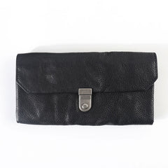 Vintage Black Leather Mens Womens Long Wallet Black Clutch Wallet Phone Wallet For Men - iwalletsmen