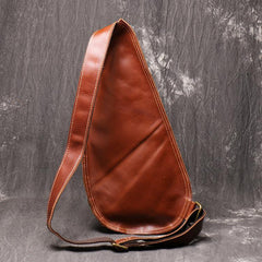 Cool Brown Leather Men's Sling Bag Sling Backpack Unique Sling Packs Sling Crossbody Pack For Men - iwalletsmen