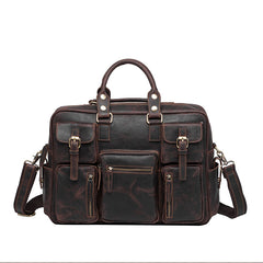 Vintage Leather Mens Travel Bag Cool Overnight Bag Work Handbag Business Bag for Men - iwalletsmen