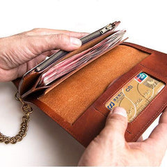 Handmade Mens Cool Leather Chain Wallet Biker Trucker Wallet with Chain for Men - iwalletsmen