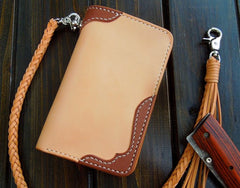 Handmade Leather Biker Wallet Mens Cool billfold Chain Wallet Trucker Wallet with Chain